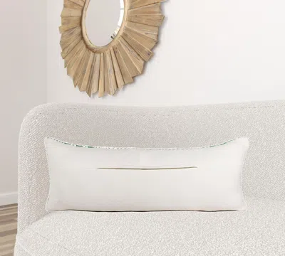 Homezia 14" X 36" Deep Navy And White 100% Cotton Geometric Zippered Pillow