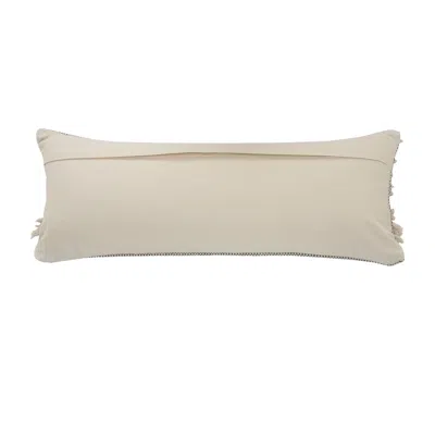 Homezia 14" X 36" Gray And Ivory 100% Cotton Chevron Zippered Pillow