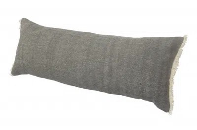 Homezia 14" X 36" Gray And Off-white 100% Cotton Zippered Pillow
