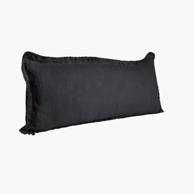 Homezia 14" X 36" Jet Black 100% Cotton Zippered Pillow