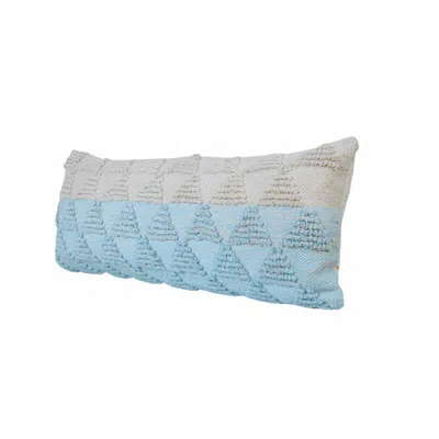 Homezia 14" X 36" Light Blue And Off-white 100% Cotton Geometric Zippered Pillow