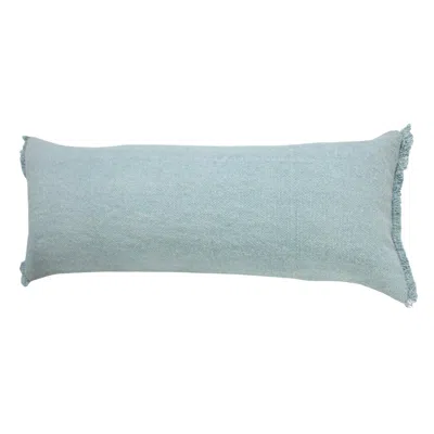Homezia 14" X 36" Light Blue Stonewashed Cotton Throw Pillow With Fringe