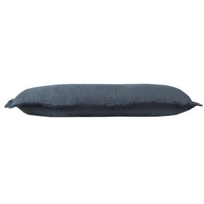Homezia 14" X 36" Navy Blue 100% Cotton Zippered Pillow In Black