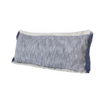 Homezia 14" X 36" Navy Blue And White 100% Cotton Geometric Zippered Pillow
