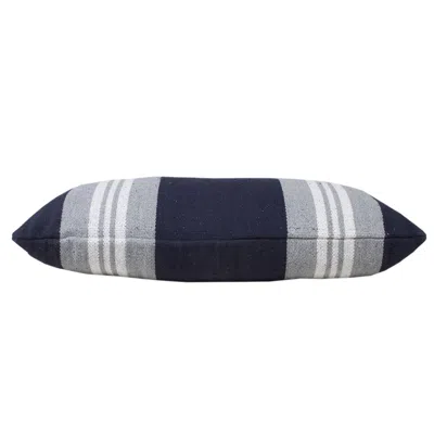 Homezia 14" X 36" Navy Gray And White 100% Cotton Coastal Zippered Pillow