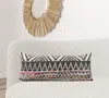 Homezia 14" X 36" Off-white Black Red Blue Orange And Green 100% Cotton Geometric Zippered Pillow