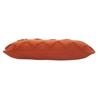 Homezia 14" X 36" Orange 100% Cotton Zippered Pillow