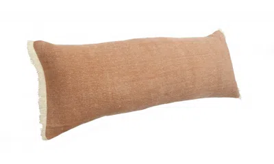 Homezia 14" X 36" Orange And Tan 100% Cotton Zippered Pillow