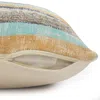 Homezia 14" X 36" Orange Turquoise Gray Blue And White 100% Cotton Striped Zippered Pillow
