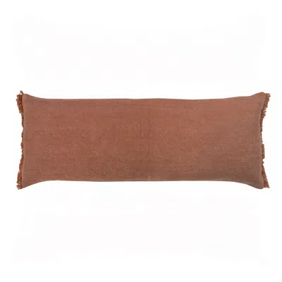 Homezia 14" X 36" Terra Cotta Stonewashed Cotton Throw Pillow With Fringe