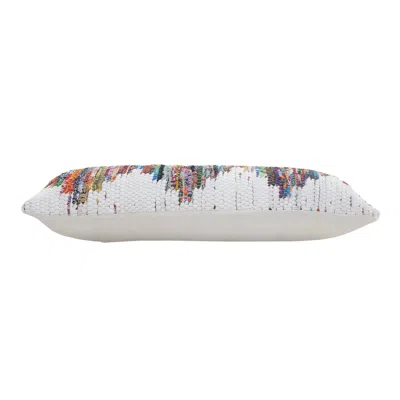 Homezia 14" X 36" White Red Blue Orange And Green 100% Cotton Geometric Zippered Pillow