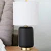Homezia 15" Black And Gold Ceramic Cylinder Table Lamp With White Drum Shade