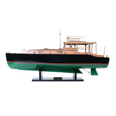 Homezia 15" Black And Green 1934 Hemingway Pilar Fishing Boat Boat Hand Painted Decorative Boat In Animal Print