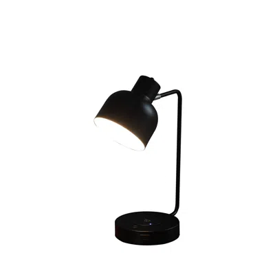 Homezia 15" Black Metal Desk Usb Table Lamp With Black Shade