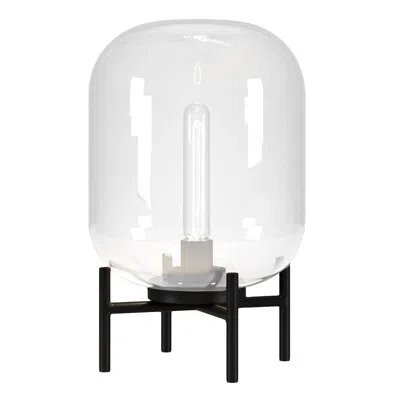 Homezia 15" Black Metal Table Lamp With Clear Cylinder Shade