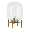 Homezia 15" Brass Metal Table Lamp With Clear Cylinder Shade