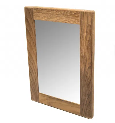 Homezia 15" Brown Accent Solid Wood Mirror