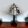Homezia 15" Dark Brown Candlestick Table Lamp With Ivory And Red Birds Novelty Shade