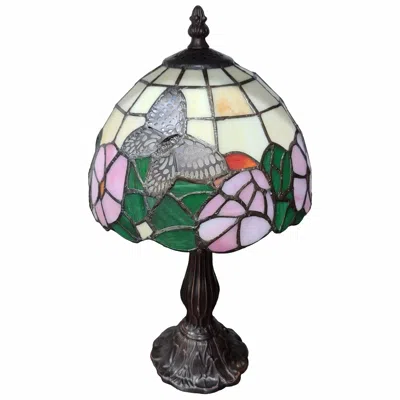 Homezia 15" Dark Brown Metal Candlestick Table Lamp With Beige Shade In Multi