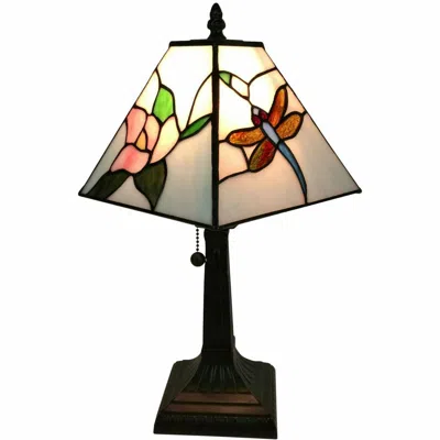 Homezia 15" Dark Brown Metal Candlestick Table Lamp With White Empire Shade
