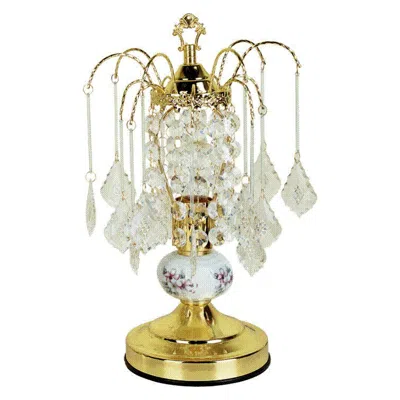 Homezia 15" Gold Ceramic Bedside Table Lamp In Multi