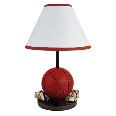 Homezia 15" Orange Bedside Table Lamp With White Shade In Red