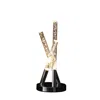 Homezia 15" Silver Acrylic And Metal Three Rod Abstract Table Lamp