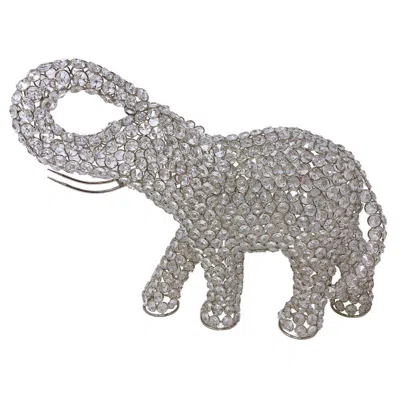 Homezia 15" Silver Faux Crystal And Silver Tabletop Sculpture
