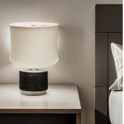 Homezia 15" Snow Drum Trimmed Linen Lampshade In White