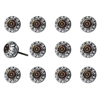Homezia 1.5" X 1.5" X 1.5" Black White Copper Knobs 12 Pack In Multi