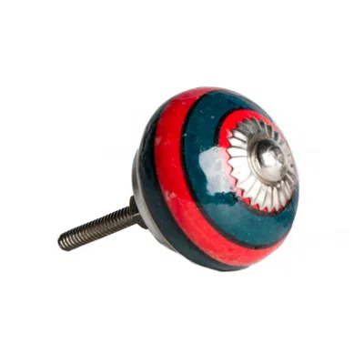 Homezia 1.5" X 1.5" X 1.5" Ceramic Metal Navy And Red 12 Pack Knob In Multi