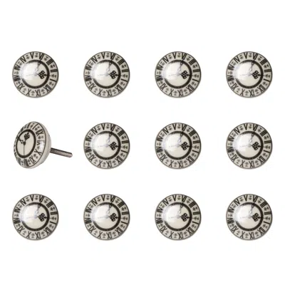 Homezia 1.5" X 1.5" X 1.5" Cream Black And Gray Knobs 12 Pack In Multi