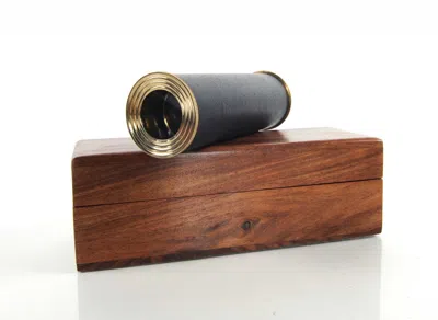 Homezia 1.5" X 15" X 1.5" Handheld Telescope In Wood Box In Brown