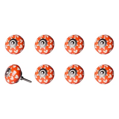 Homezia 1.5" X 1.5" X 1.5" Hues Of Orange White And Silver Knobs 8 Pack In Multi