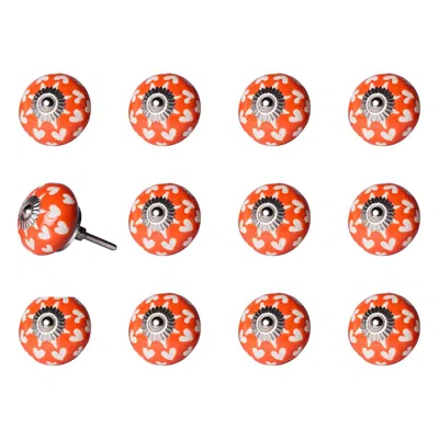 Homezia 1.5" X 1.5" X 1.5" Orange White And Silver Knobs 12 Pack In Multi