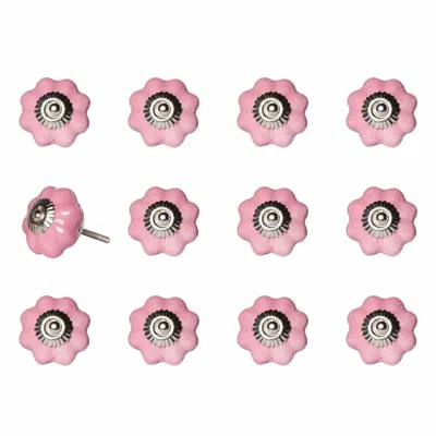 Homezia 1.5" X 1.5" X 1.5" Pink Silver Asnd Red Knobs 12 Pack In Multi
