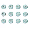 Homezia 1.5" X 1.5" X 1.5" Turquoise White And Gold Knobs 12 Pack In Multi