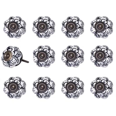 Homezia 1.5" X 1.5" X 1.5" White Black And Gold Knobs 12 Pack In Multi