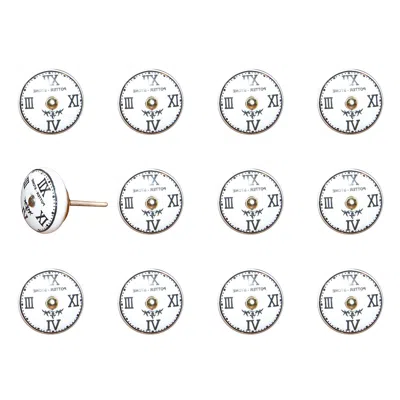 Homezia 1.5" X 1.5" X 1.5" White Black And Gold Knobs 12 Pack In Multi
