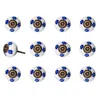 Homezia 1.5" X 1.5" X 1.5" White Blue And Turquoise Knobs 12 Pack In Multi