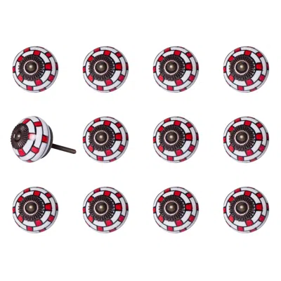 Homezia 1.5" X 1.5" X 1.5" White Red And Navy Knobs 12 Pack In Multi