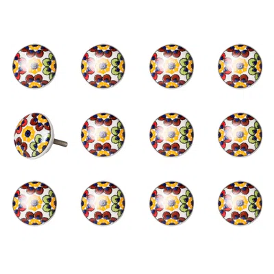 Homezia 1.5" X 1.5" X 1.5" Yellow Blue And Red Knobs 12 Pack