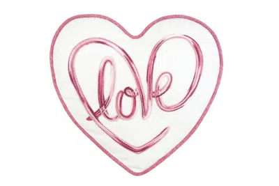 Homezia 15" X 16" White And Rose Love Heart Throw Pillow With Embroidery