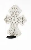 Homezia 15.5 X 5 X 11 White Wooden Cross - Candle Holder Sconce