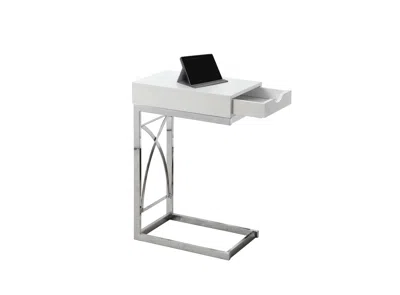 Homezia 15.75" X 10.25" X 24.5" White Finish Drawer Accent Table In Gray