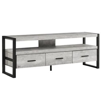 Homezia 16" Black And Gray Cabinet Enclosed Storage Tv Stand