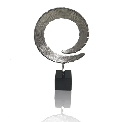 Homezia 16" Black And Silver Marble And Aluminum Tabletop Sculpture