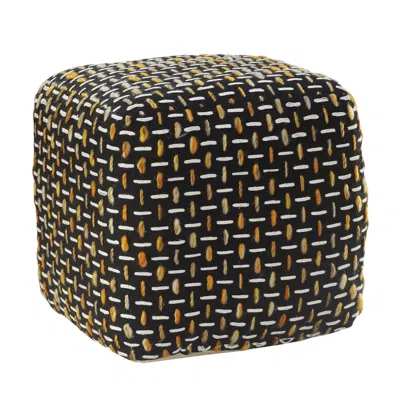 Homezia 16" Black Polyester Ottoman In Multi