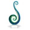 Homezia 16" Blue And Green Murano Glass Modern Abstract Tabletop Sculpture