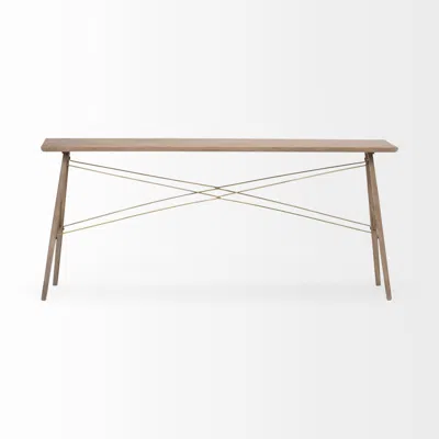 Homezia 16" Brown Solid Wood 4 Legs Console Table